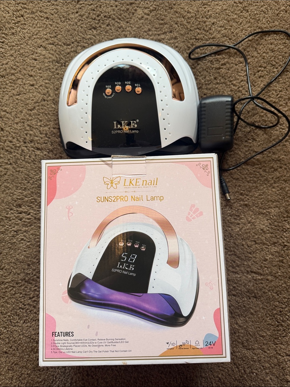 Nail SUNS2PRO White & Rose Gold LED Nail Lamp